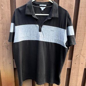Calvin Klein Liquid Cotton Polo Shirt Size XL Black & Gray